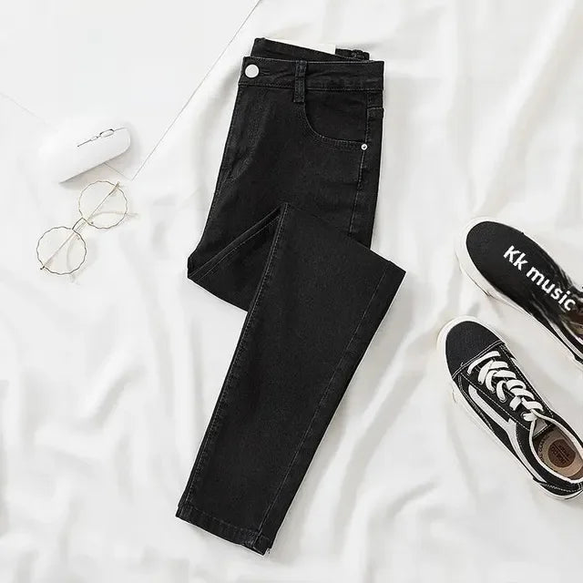 Black Grey Chic Versatile Jeans