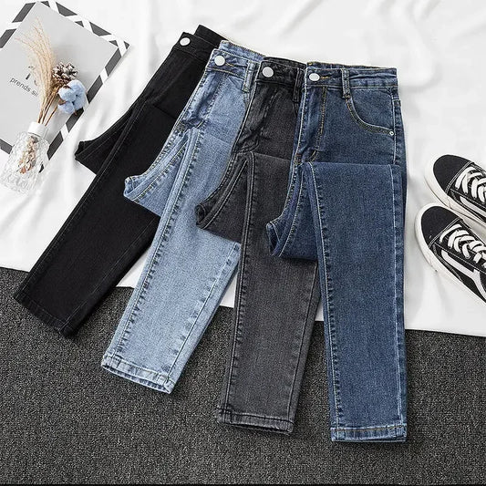 Black Grey Chic Versatile Jeans